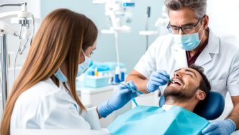 Hombre en una revisión en el dentista