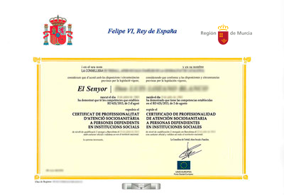 Título Certificado Profesionalidad de la Región de Murcia